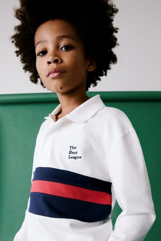 Polo coton imprimé - Blanc cassé