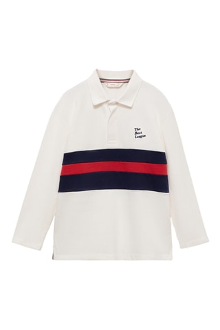 Polo coton imprimé - Blanc cassé
