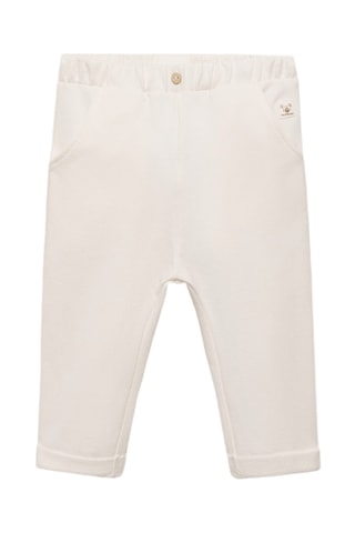 Pantalon coton taille élastique - Blanc cassé