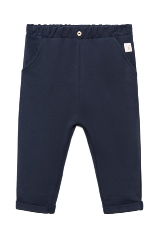 Pantalon coton taille élastique - Bleu marine