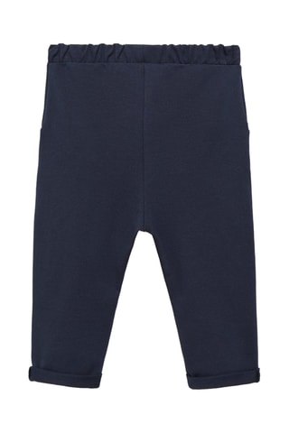 Pantalon coton taille élastique - Bleu marine