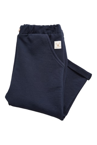 Pantalon coton taille élastique - Bleu marine