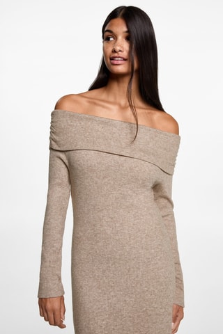 Robe midi épaules dénudées - Sable