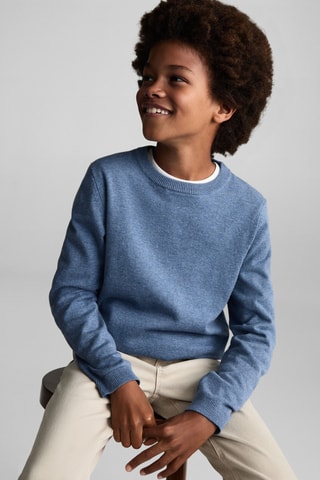 Pull-over jaspé coton - Bleu