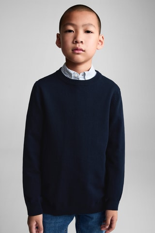 Pull-over jaspé coton - Bleu marine