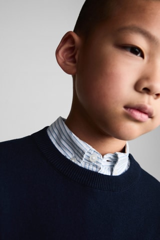 Pull-over jaspé coton - Bleu marine