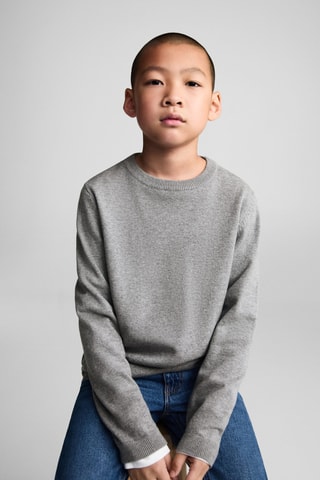 Pull-over jaspé coton - Gris chiné