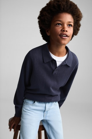 Pull-over col polo - Bleu marine