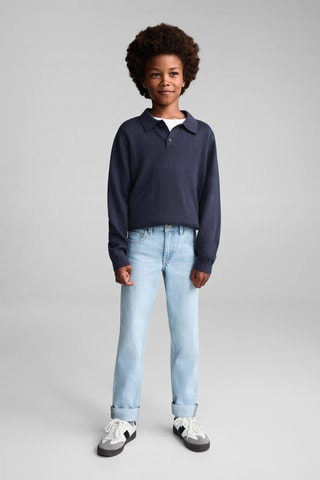 Pull-over col polo - Bleu marine
