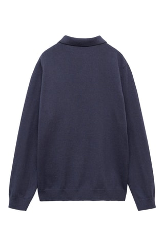 Pull-over col polo - Bleu marine