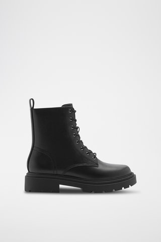 Bottines cuir lacets semelle track - Noir