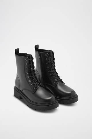 Bottines cuir lacets semelle track - Noir
