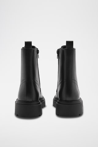 Bottines cuir lacets semelle track - Noir