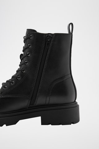 Bottines cuir lacets semelle track - Noir