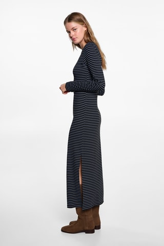 Robe rayures ouverture Lurex - Gris