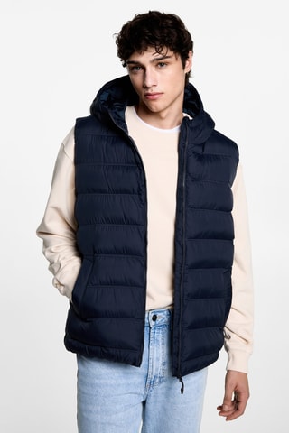 Gilet matelassé à capuche - Bleu marine