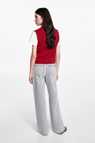 Gilet maille col V - Rouge