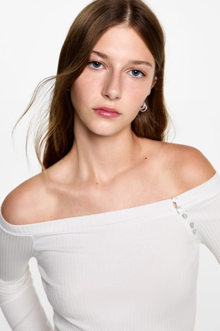 T-shirt épaules dénudées - Blanc cassé