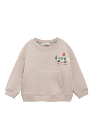 Sweat-shirt poche imprimée - Sable