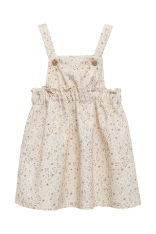 Robe chasuble coton fleurs - Écru