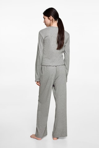 Pyjama long à rayures - Gris chiné