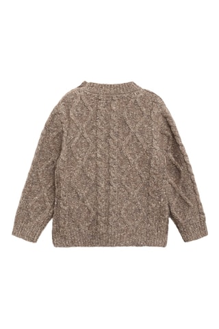 Pull-over maille torsadée boutons - Marronet blanc