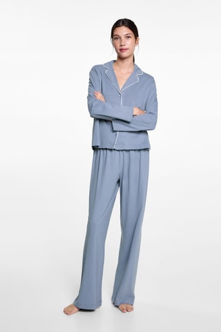 Pyjama long en coton - Bleu