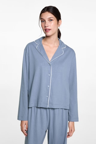 Pyjama long en coton - Bleu