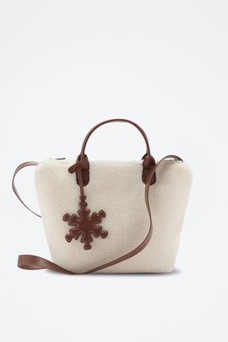 Sac cuir imitation mouton combiné - Sable