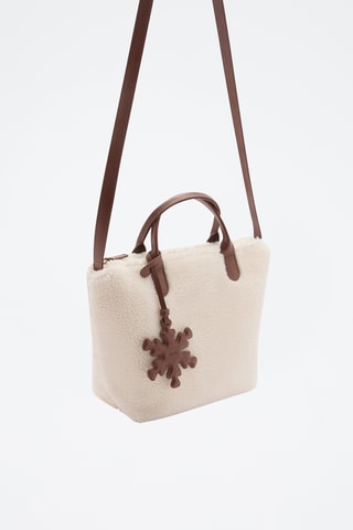 Sac cuir imitation mouton combiné - Sable