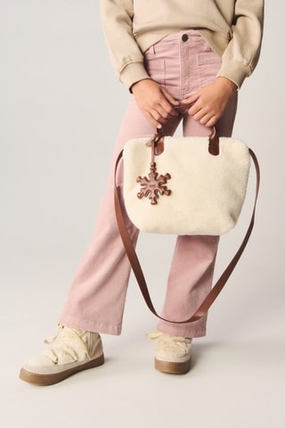 Sac cuir imitation mouton combiné - Sable