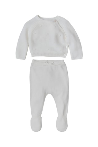 Pull-over brodé maille - Blanc cassé