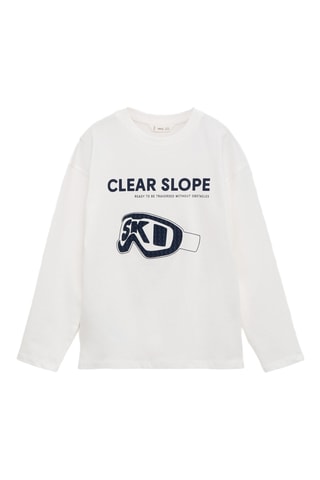 T-shirt manches longues imprimé - Blanc cassé