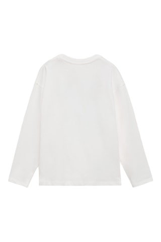 T-shirt manches longues imprimé - Blanc cassé