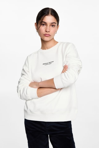 Sweat-shirt coton imprimé - Blanc cassé