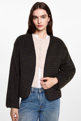 Veste texturée carreaux - Marron et bleu