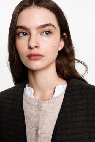 Veste texturée carreaux - Marron et bleu