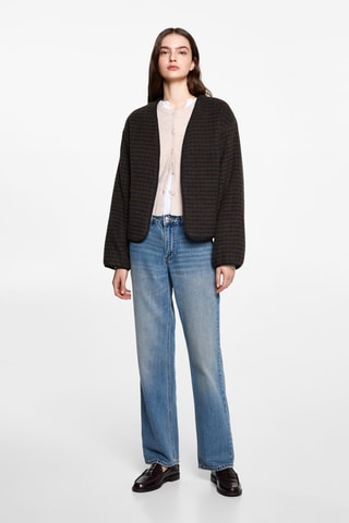 Veste texturée carreaux - Marron et bleu