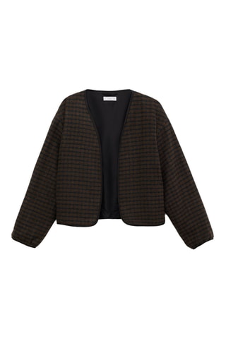 Veste texturée carreaux - Marron et bleu