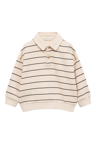 Sweat-shirt polo rayures - Écru