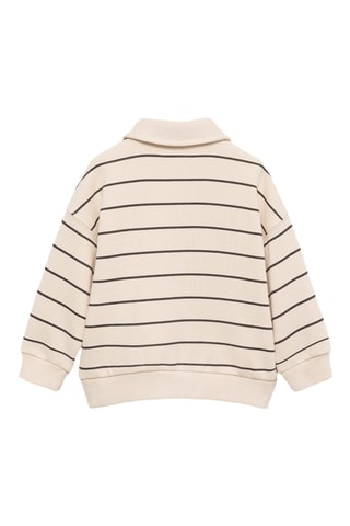 Sweat-shirt polo rayures - Écru