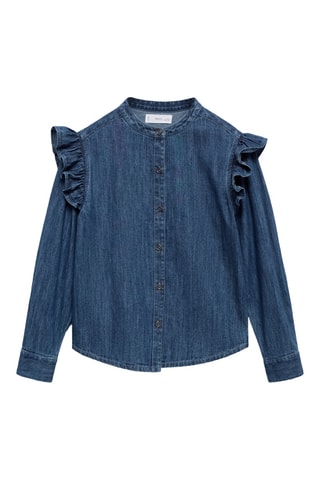 Chemise denim à volants - Bleu marine