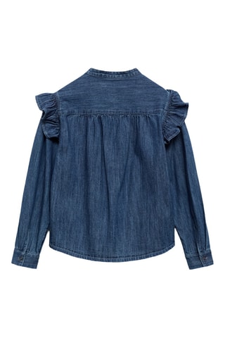 Chemise denim à volants - Bleu marine