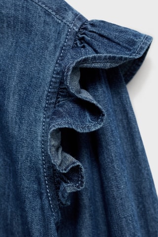 Chemise denim à volants - Bleu marine