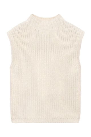Gilet maille col montant - Écru