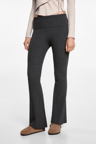 Legging flare maille côtelée - Anthracite