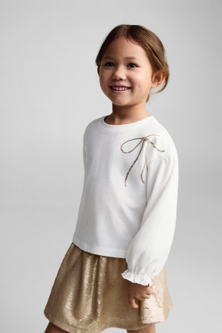 T-shirt imprimé noeud - Blanc cassé