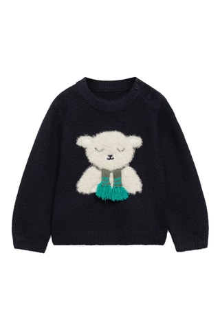 Pull-over maille ourson - Bleu marine