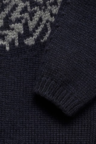 Cardigan jacquard boutons - Bleu marine