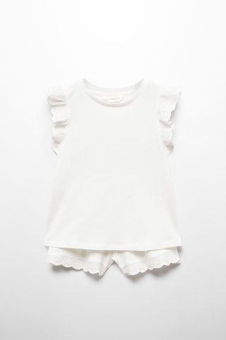 Pyjama coton volants - Blanc cassé